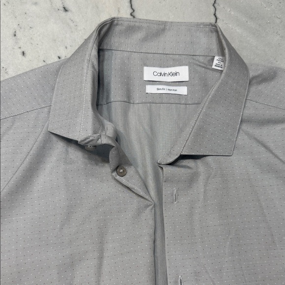 Calvin Klein Light Gray Men's Dress Shirt - Picture 1 of 5